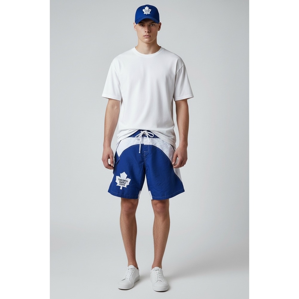 NHL Toronto Maple Leafs Men's Large Blue White Board Swim Shorts Swim Suit